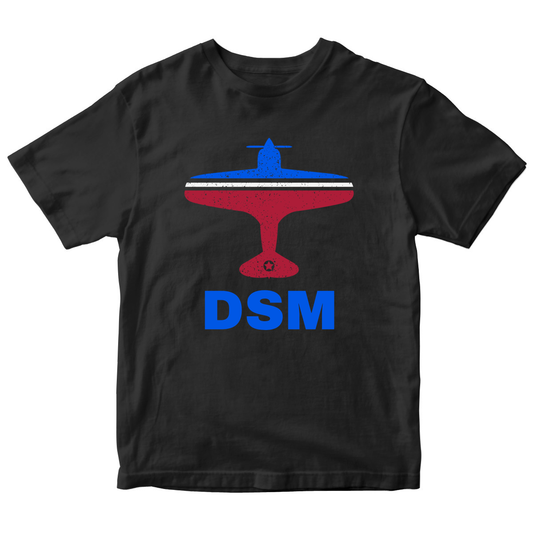 Fly Des Moines DSM Airport Kids T-shirt | Black