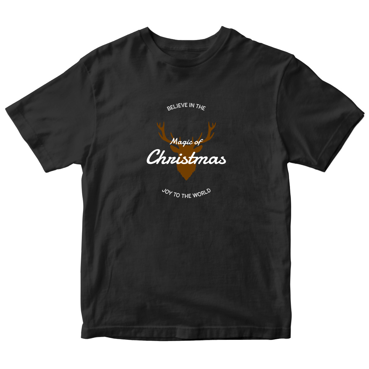 Believe in the Magic of Christmas Joy to the World Kids T-shirt | Black