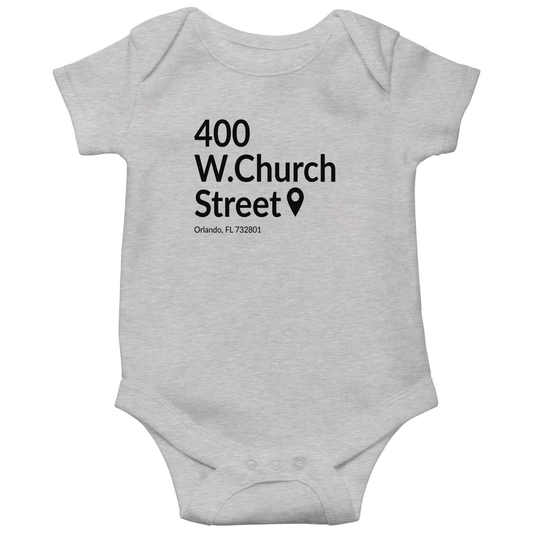 Orlando Basketball Stadium Baby Bodysuits | Gray