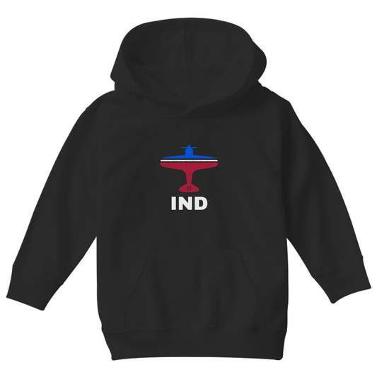 Fly Indianapolis IND Airport Kids Hoodie | Black