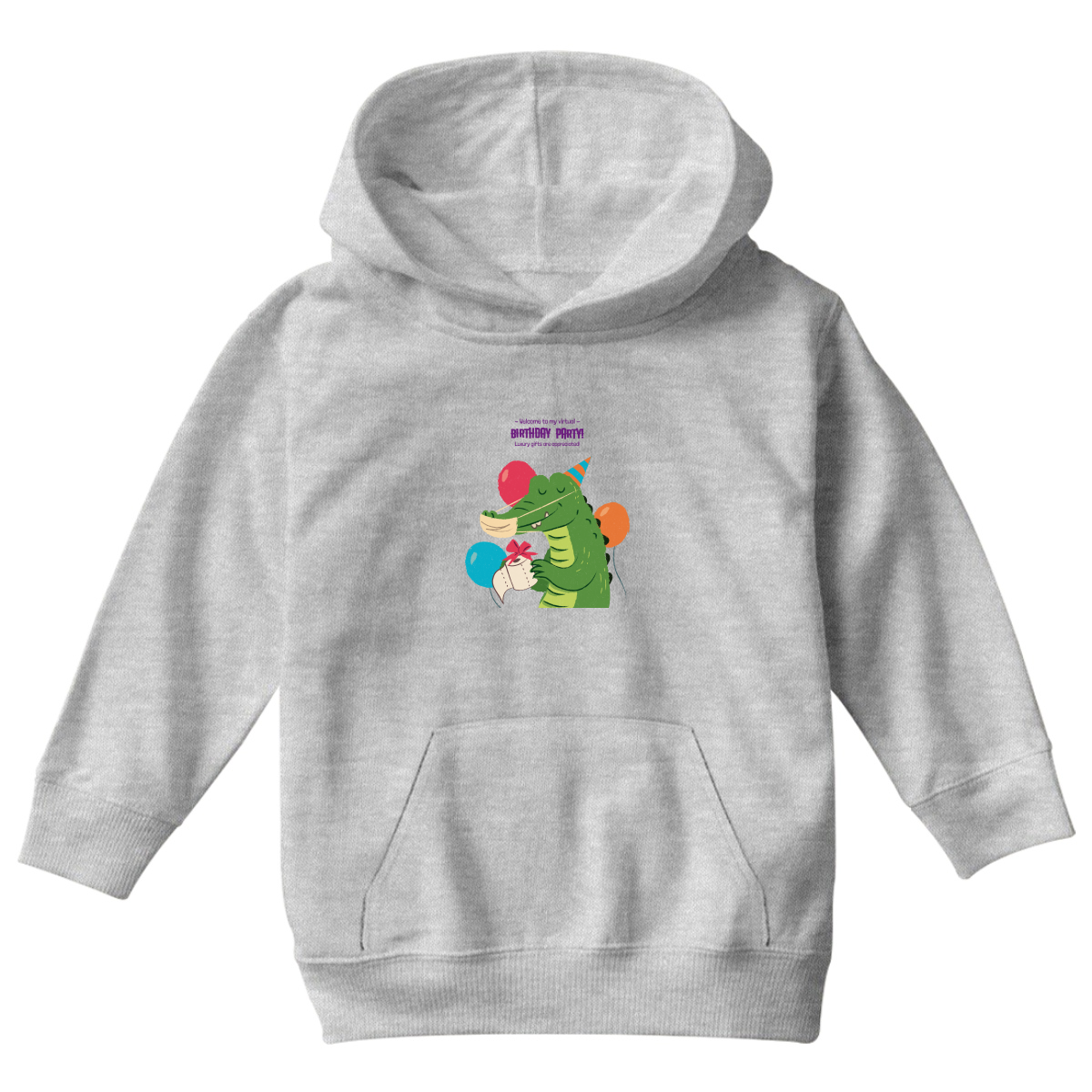Welcome to My Virtual Birthday Party Kids Hoodie | Gray