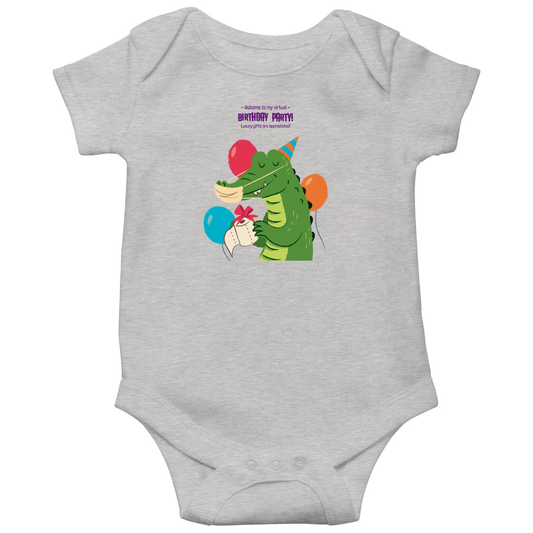 Welcome to My Virtual Birthday Party Baby Bodysuits | Gray