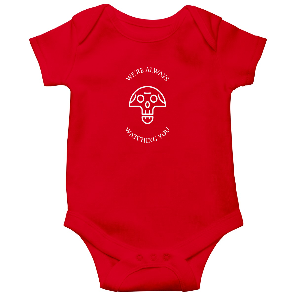 We're Always Watching You Baby Bodysuits | Red