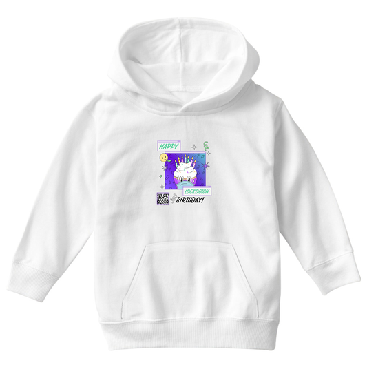 Happy Lock-down Birthday Kids Hoodie | White