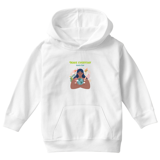 Earth Day Everyday Kids Hoodie | White