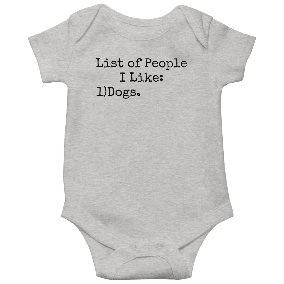 List Of People I Like: Dogs Baby Bodysuits | Gray