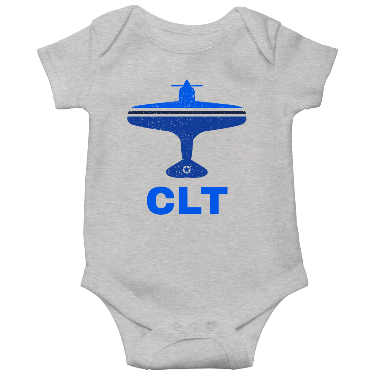 Fly Charlotte CLT Airport Baby Bodysuits | Gray