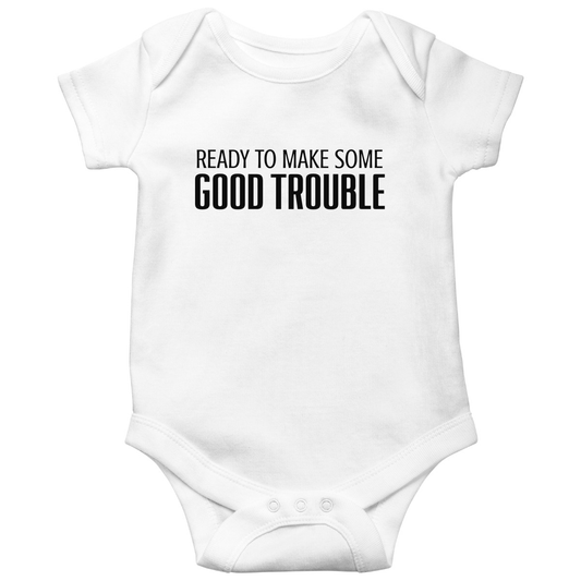 Good Trouble Baby Bodysuits | White