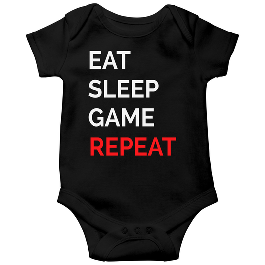 Eat Sleep Game Repeat Baby Bodysuits