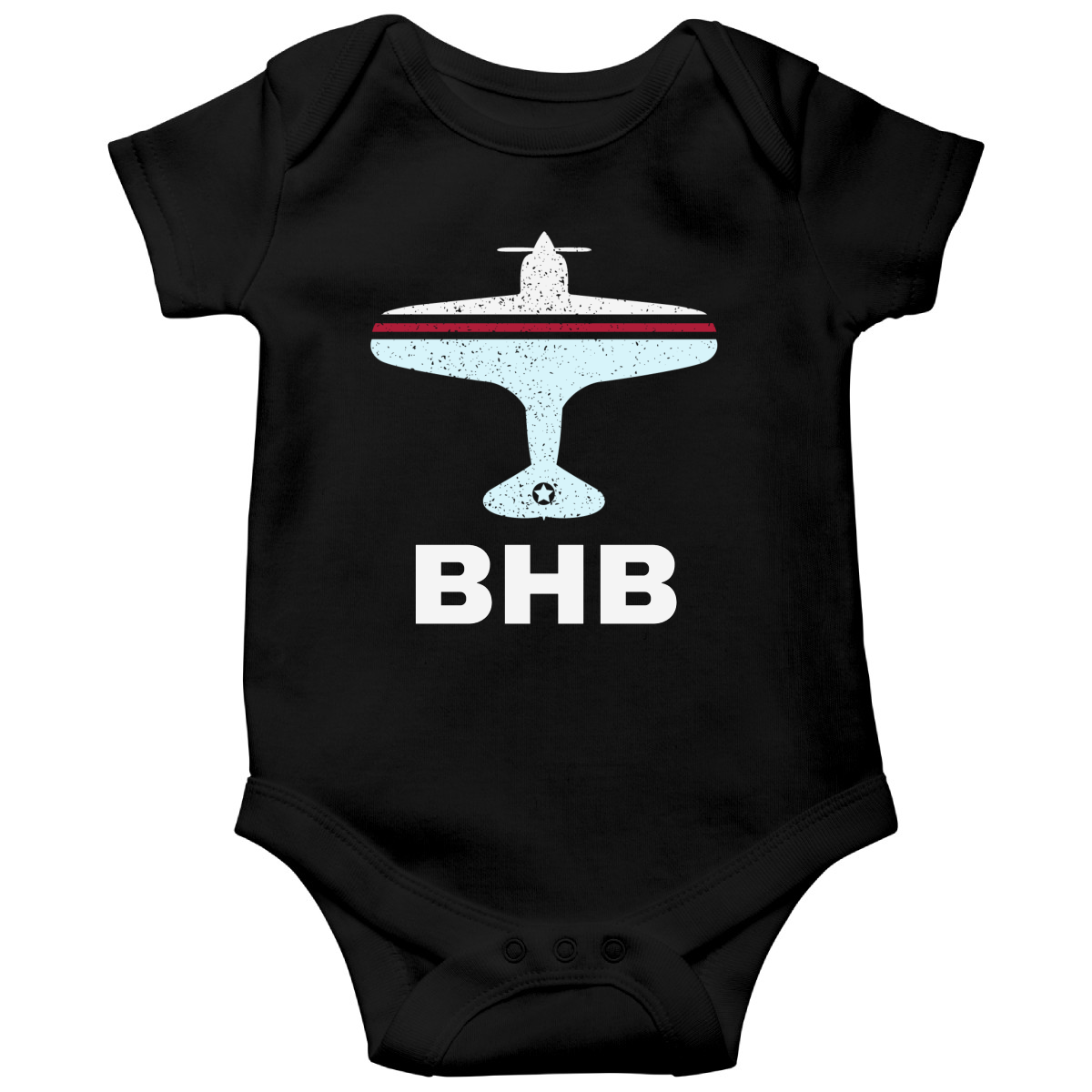 Fly Bar Harbor BHB Airport Baby Bodysuits | Black