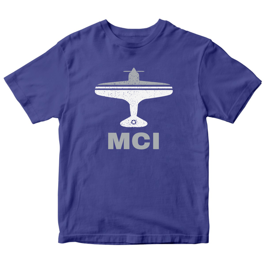 Fly Kansas City MCI Airport Kids T-shirt | Blue