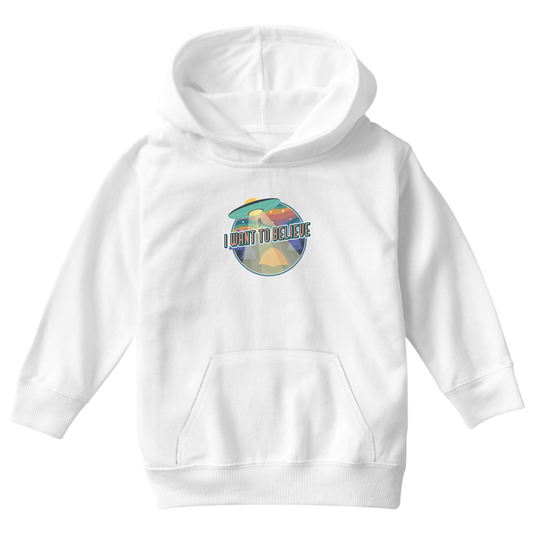 I Want To Believe Kids Hoodie | White