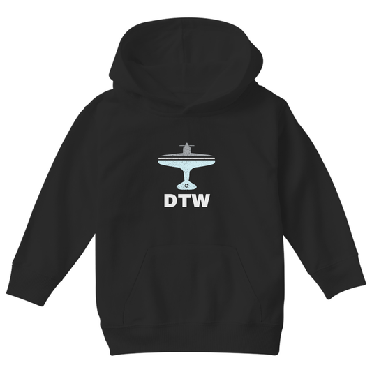 Fly Detrorit DTW Airport Kids Hoodie | Black