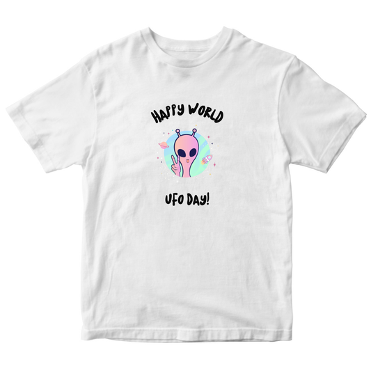Happy World UFO Day Kids T-shirt | White
