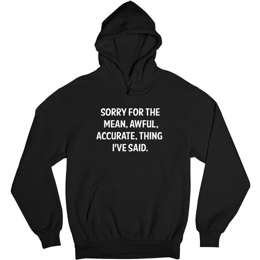 Sorry For The Things I Said Unisex Hoodie | Black