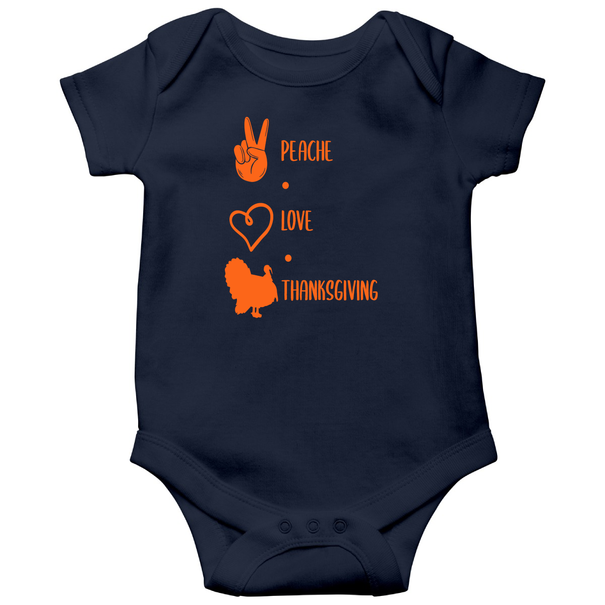Peace Love Thanksgiving Baby Bodysuits | Navy