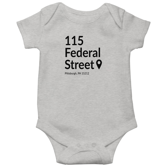 Pittsburgh Baseball Stadium Baby Bodysuits | Gray