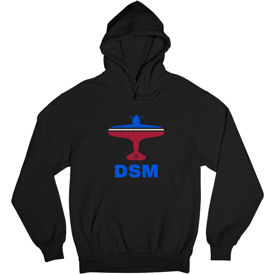 Fly Des Moines DSM Airport Unisex Hoodie | Black