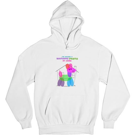 I'm having a birthday party at home  Unisex Hoodie | White