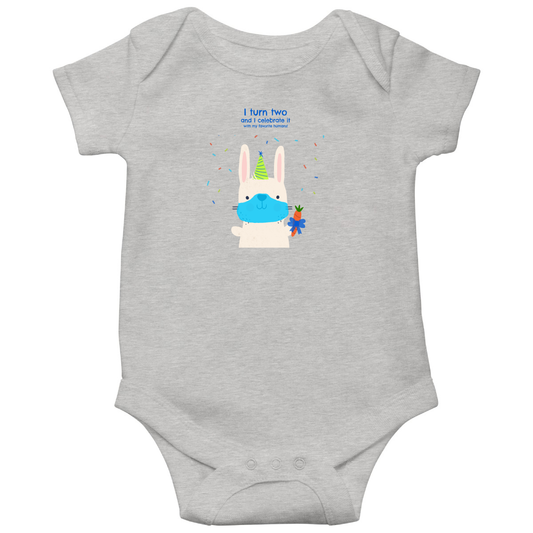 I turn two and I celebrate it with my favorite humans  Baby Bodysuits | Gray