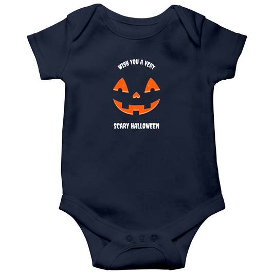 Wish You a Very Scary Halloween Baby Bodysuits | Navy
