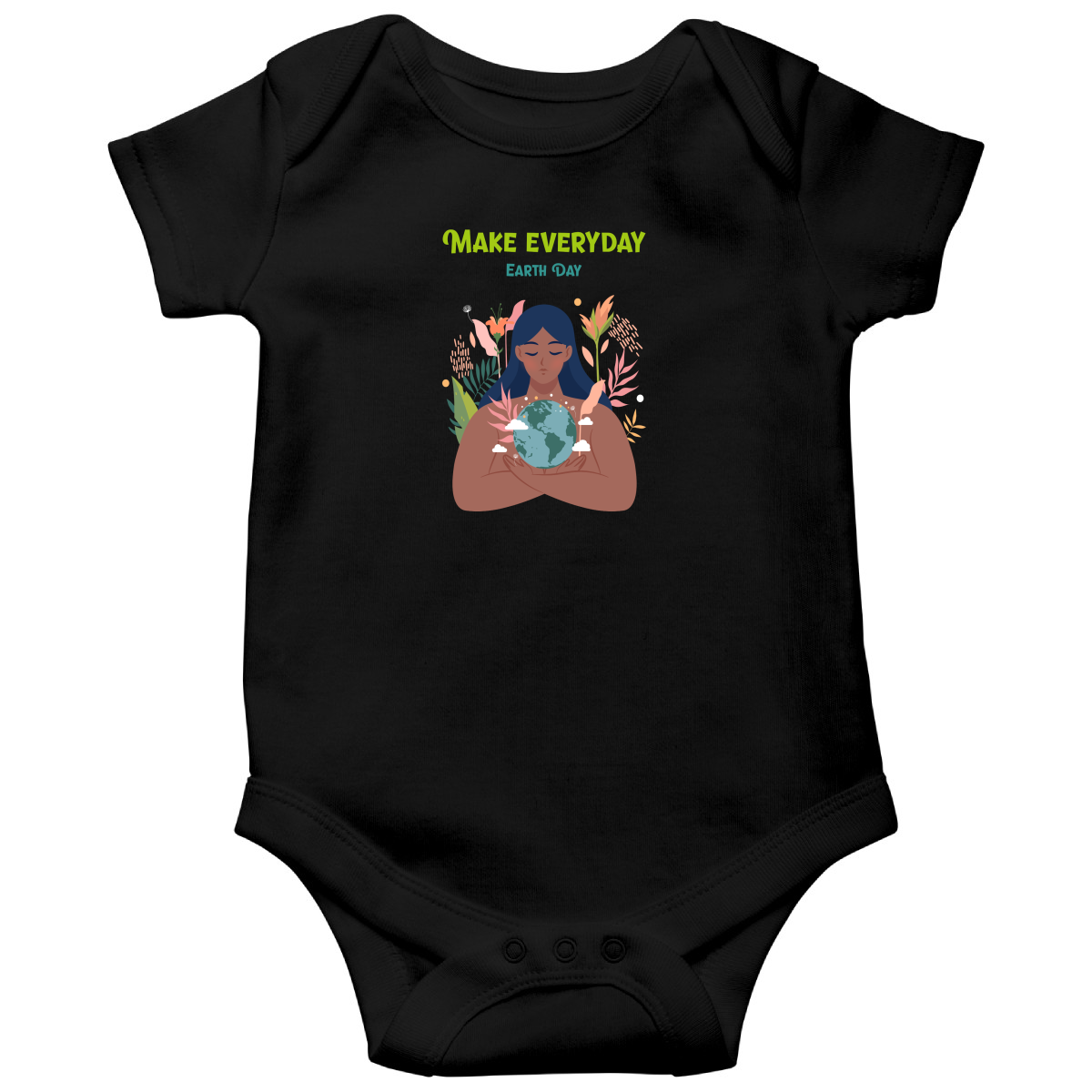 Earth Day Everyday Baby Bodysuits | Black