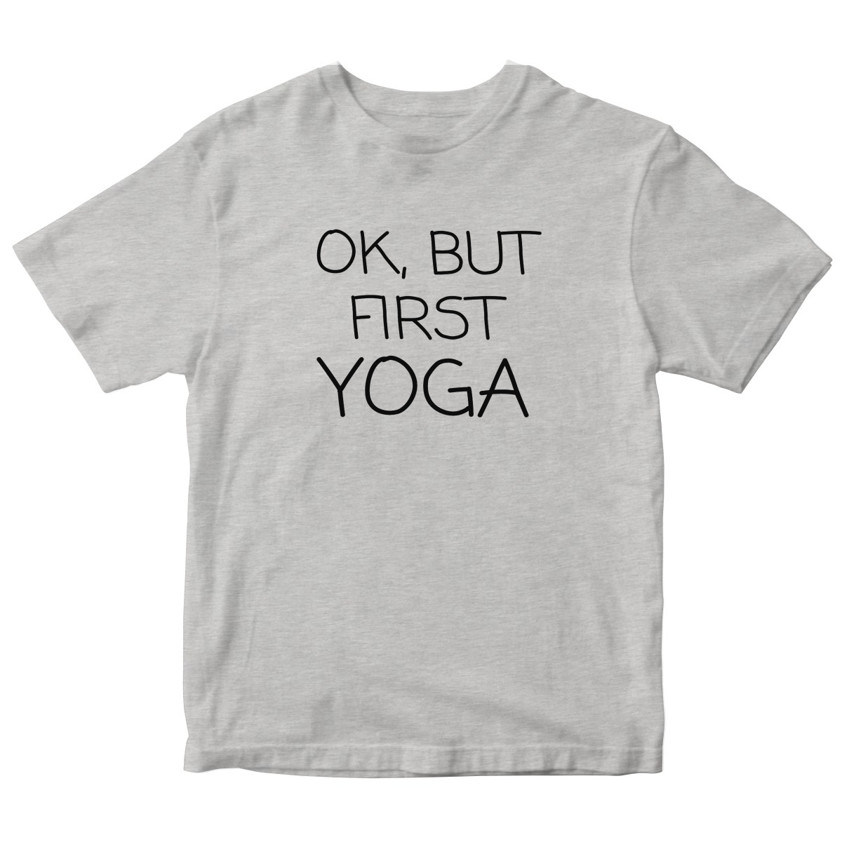 Ok But First Yoga Kids T-shirt | Gray