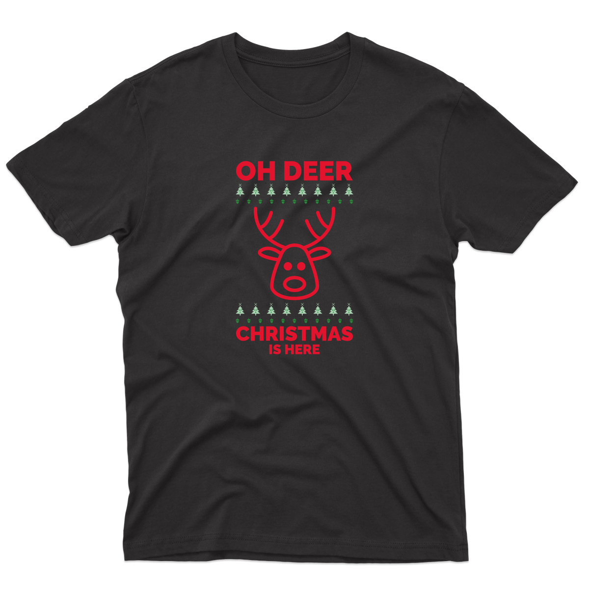 Oh Deer Christmas Is Here Men's T-shirt | Black