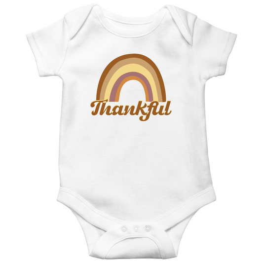 Thankful Retro Rainbow Baby Bodysuits | White