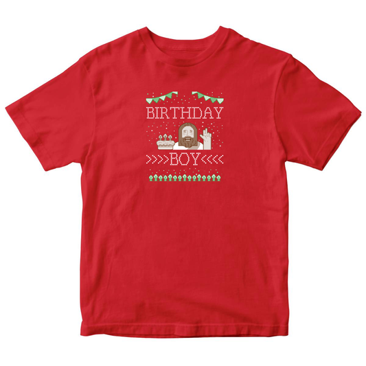 Christmas Birthday Boy Kids T-shirt | Red