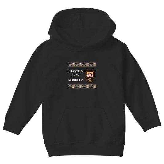 Carrots for the Reindeer Kids Hoodie | Black