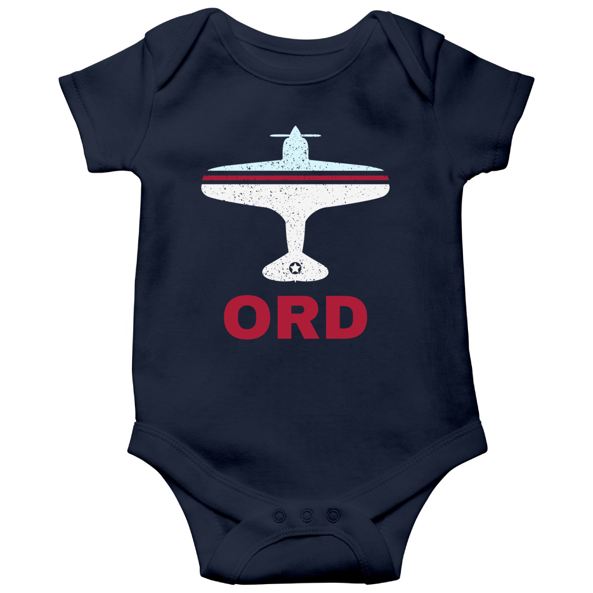 Fly Chicago ORD Airport Baby Bodysuits | Navy