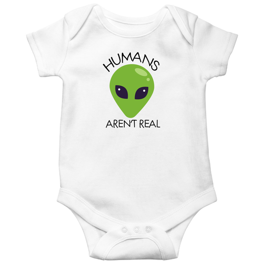 Humans Aren't Real Baby Bodysuits | White