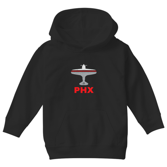 Fly Phoenix PHX Airport  Kids Hoodie | Black