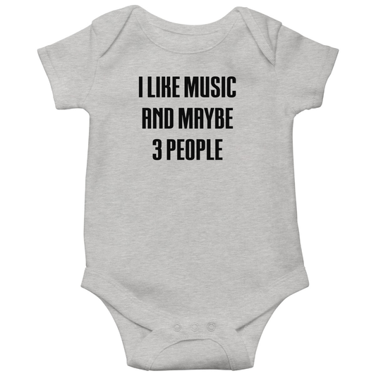 I Like Music and Maybe 3 People Baby Bodysuits | Gray