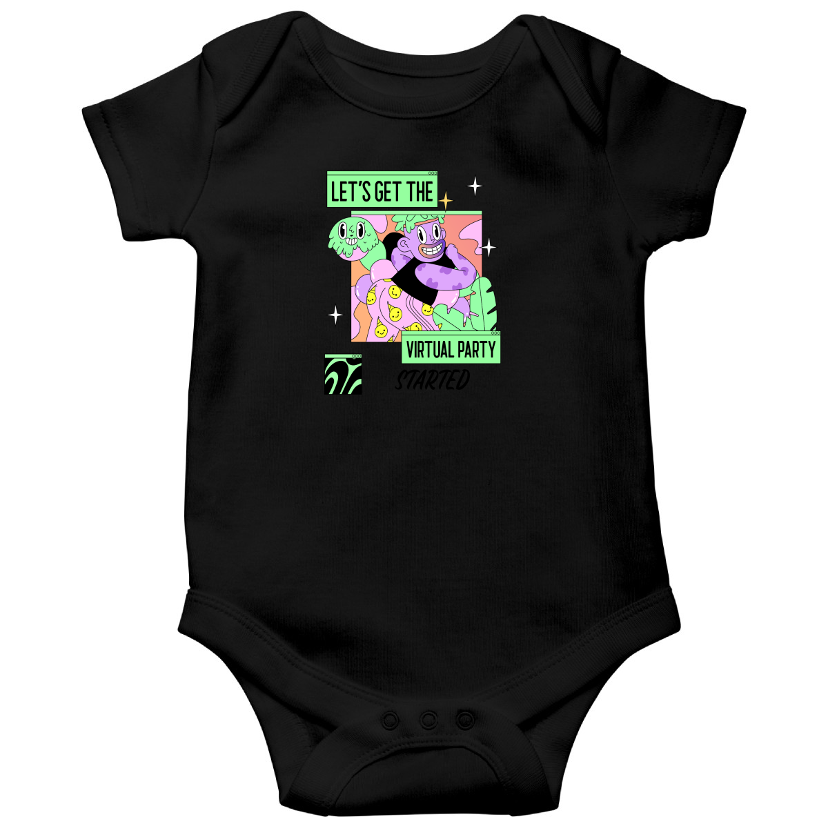 Let's get the virtual party started Baby Bodysuits | Black