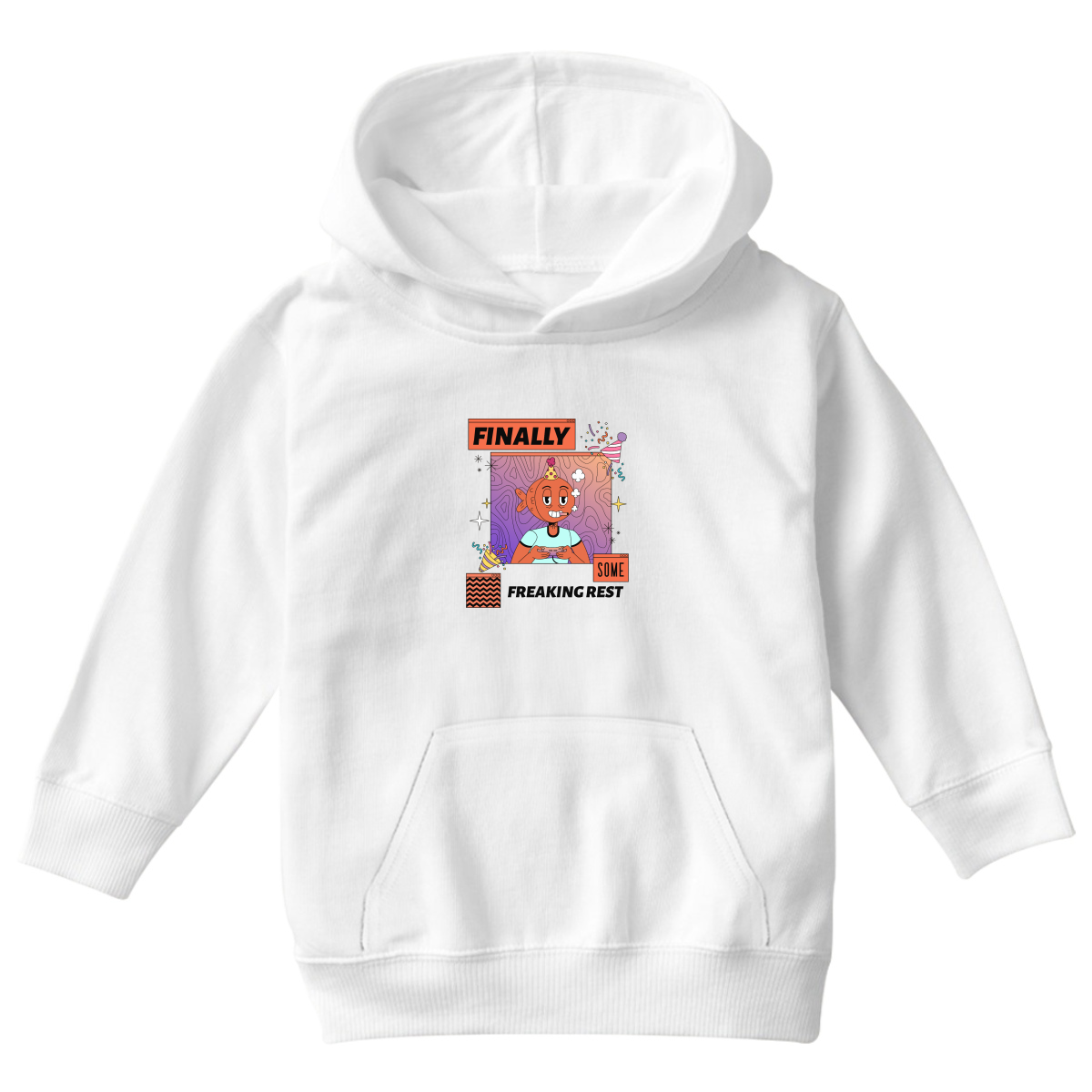 Finally Som Freaking Rest  Kids Hoodie | White