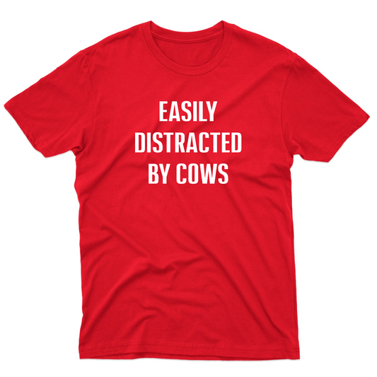 Easily Distracted By Cows Men's T-shirt | Red
