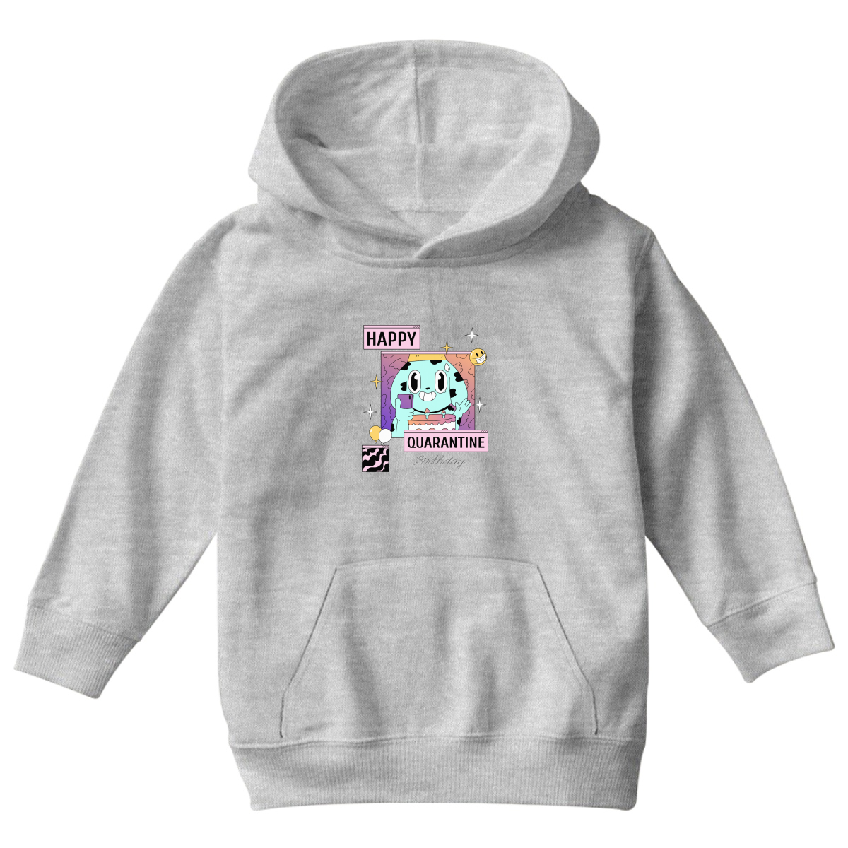 Happy Quarantine Birthday Kids Hoodie | Gray