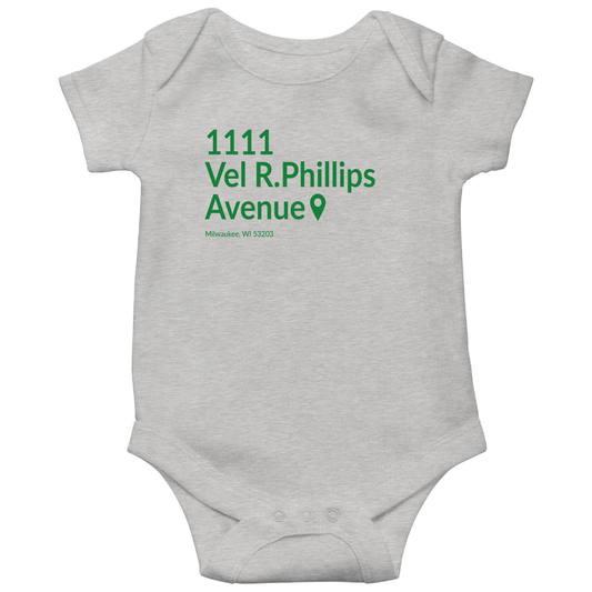 Milwaukee Basketball Stadium Baby Bodysuits | Gray