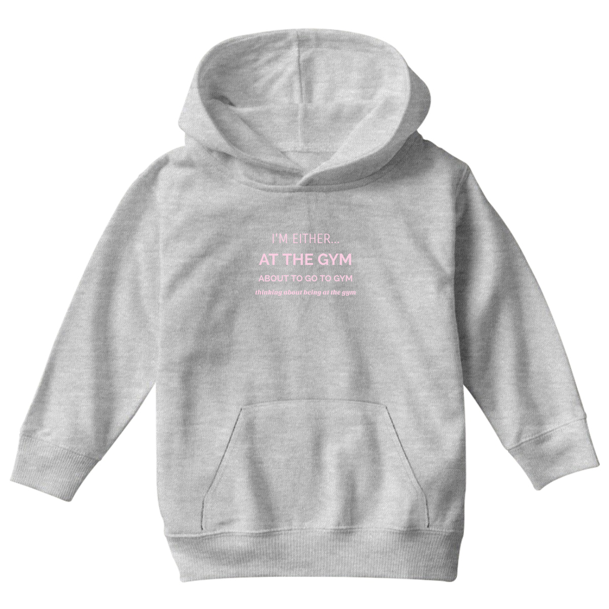 I’m either at the gym Kids Hoodie | Gray