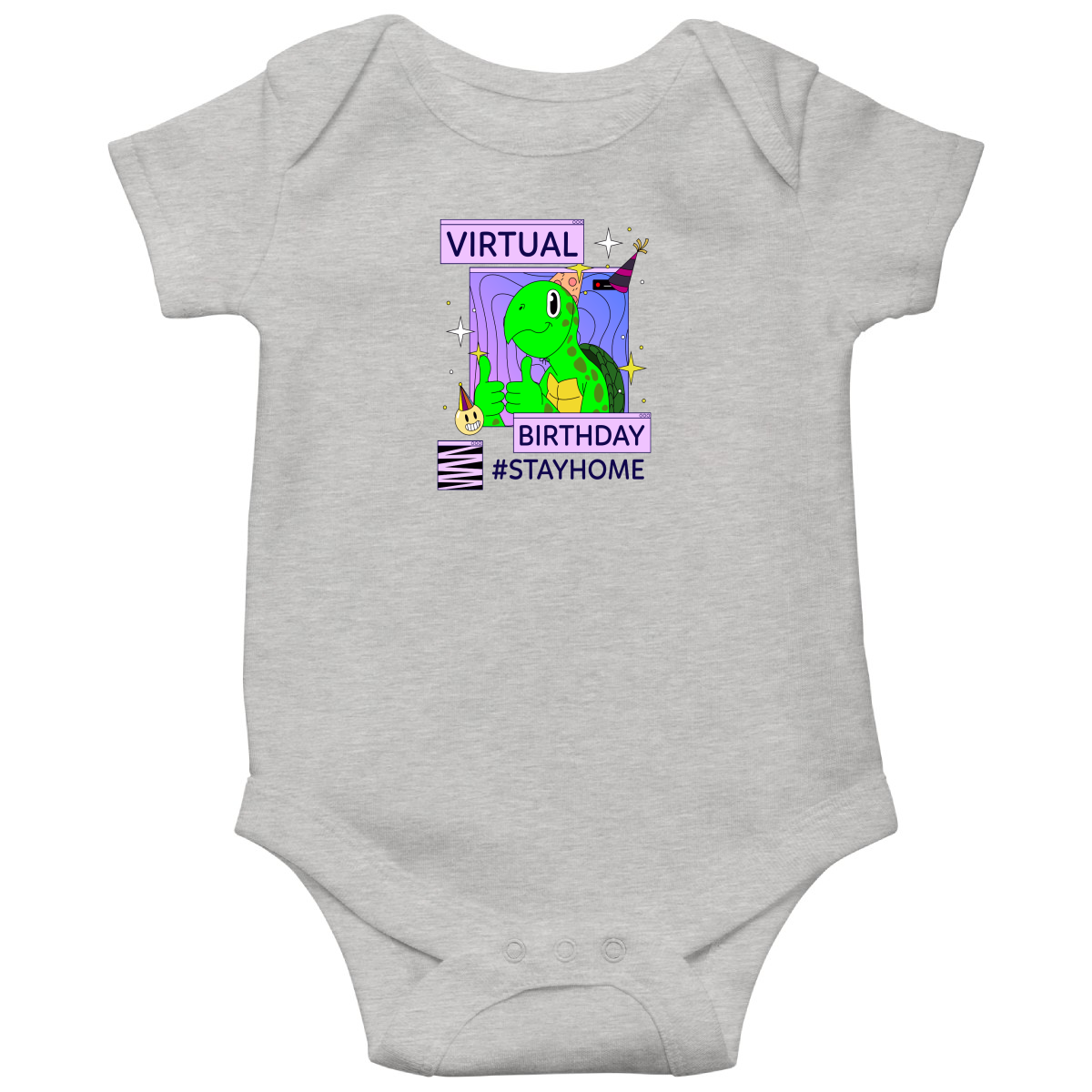 Virtual Party Stay Home Baby Bodysuits | Gray
