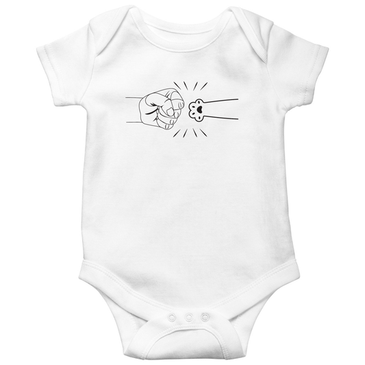 Hand & Paw Baby Bodysuits | White