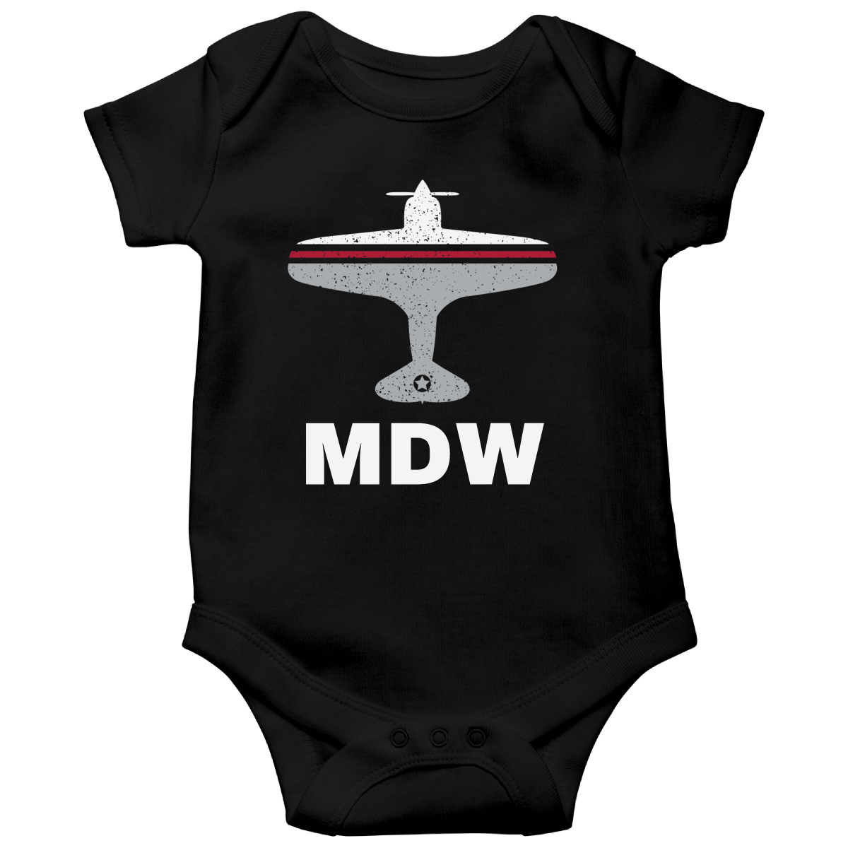 Fly Chicago MDW Airport Baby Bodysuits | Black