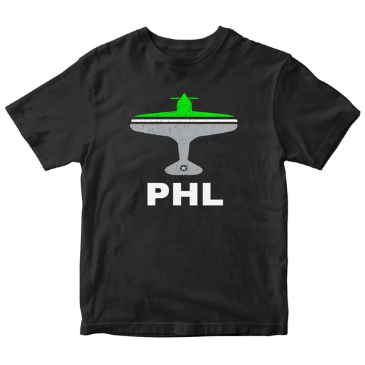 Fly Philadelphia PHL Airport Kids T-shirt | Black