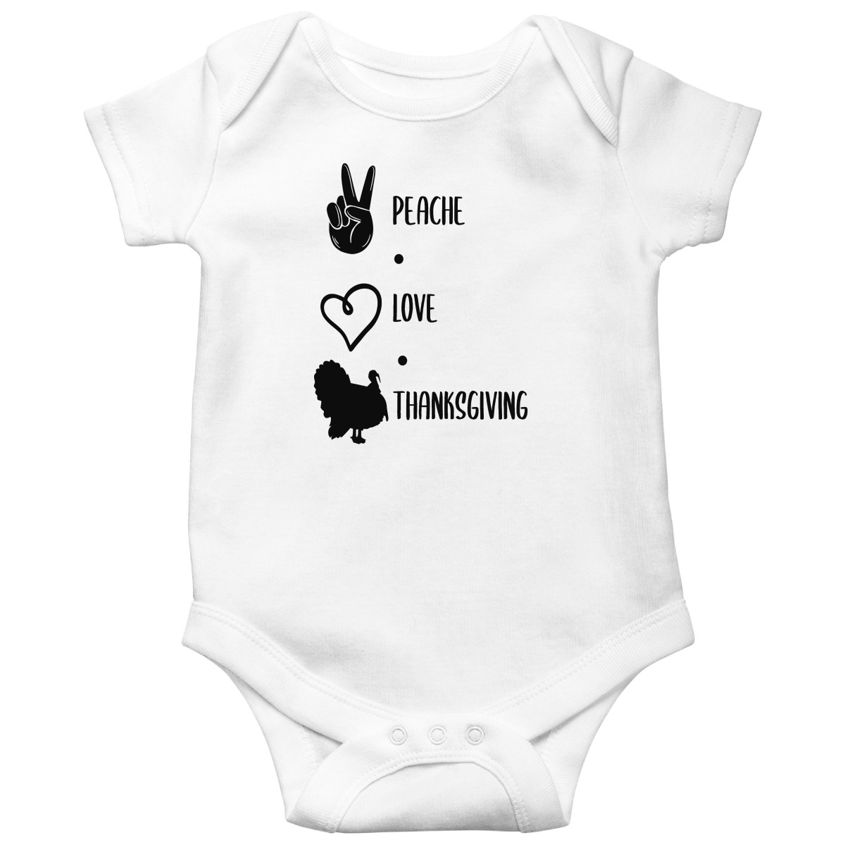 Peace Love Thanksgiving Baby Bodysuits | White
