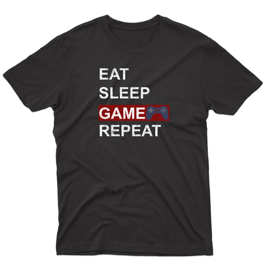 Eat Sleep Game Repeat Men's T-shirt | Black