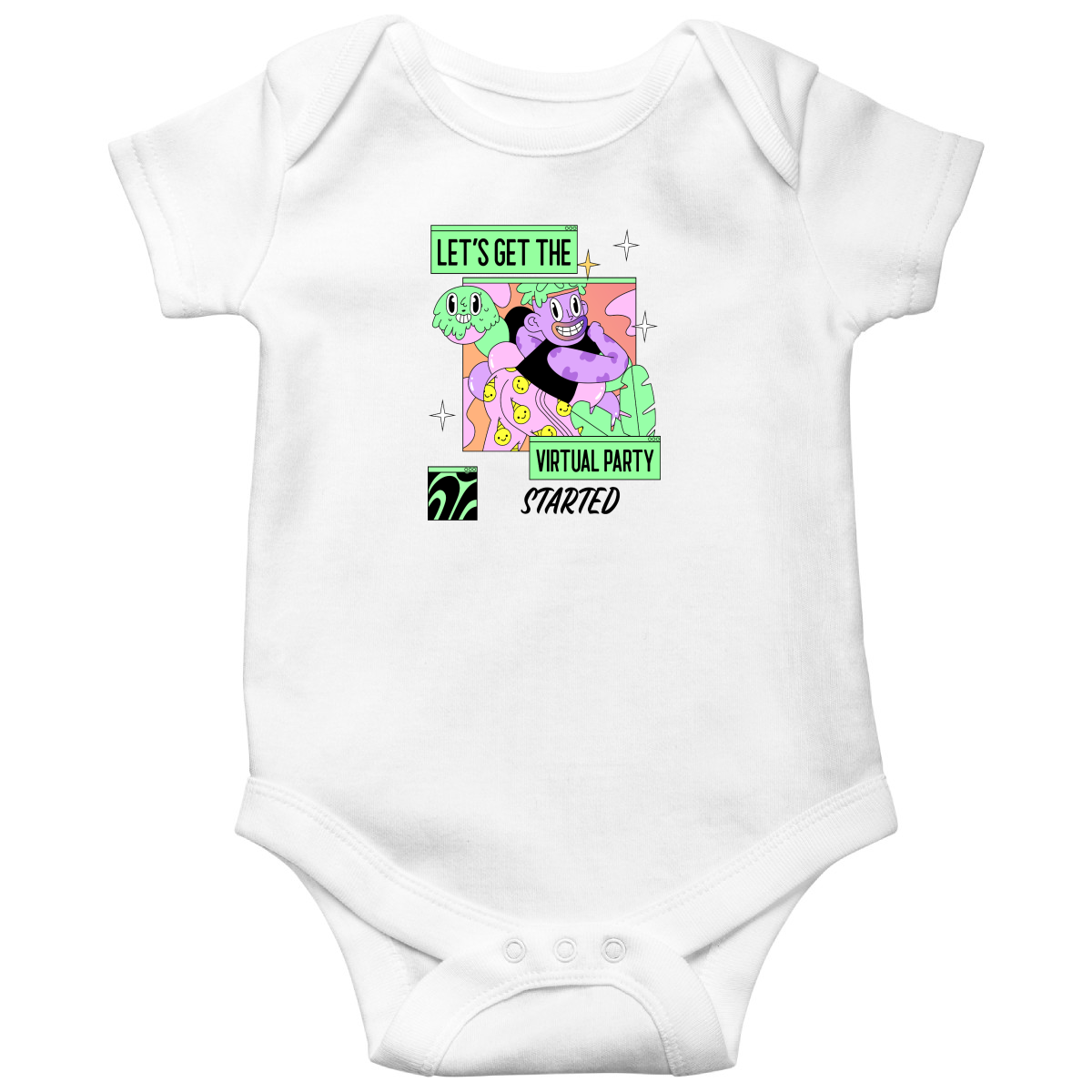 Let's get the virtual party started Baby Bodysuits | White