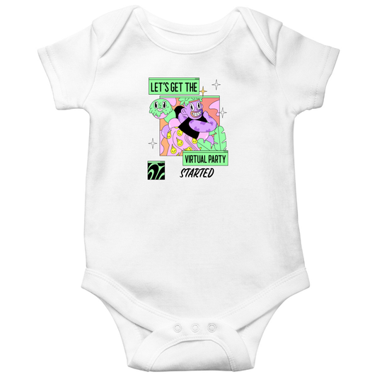 Let's get the virtual party started Baby Bodysuits | White