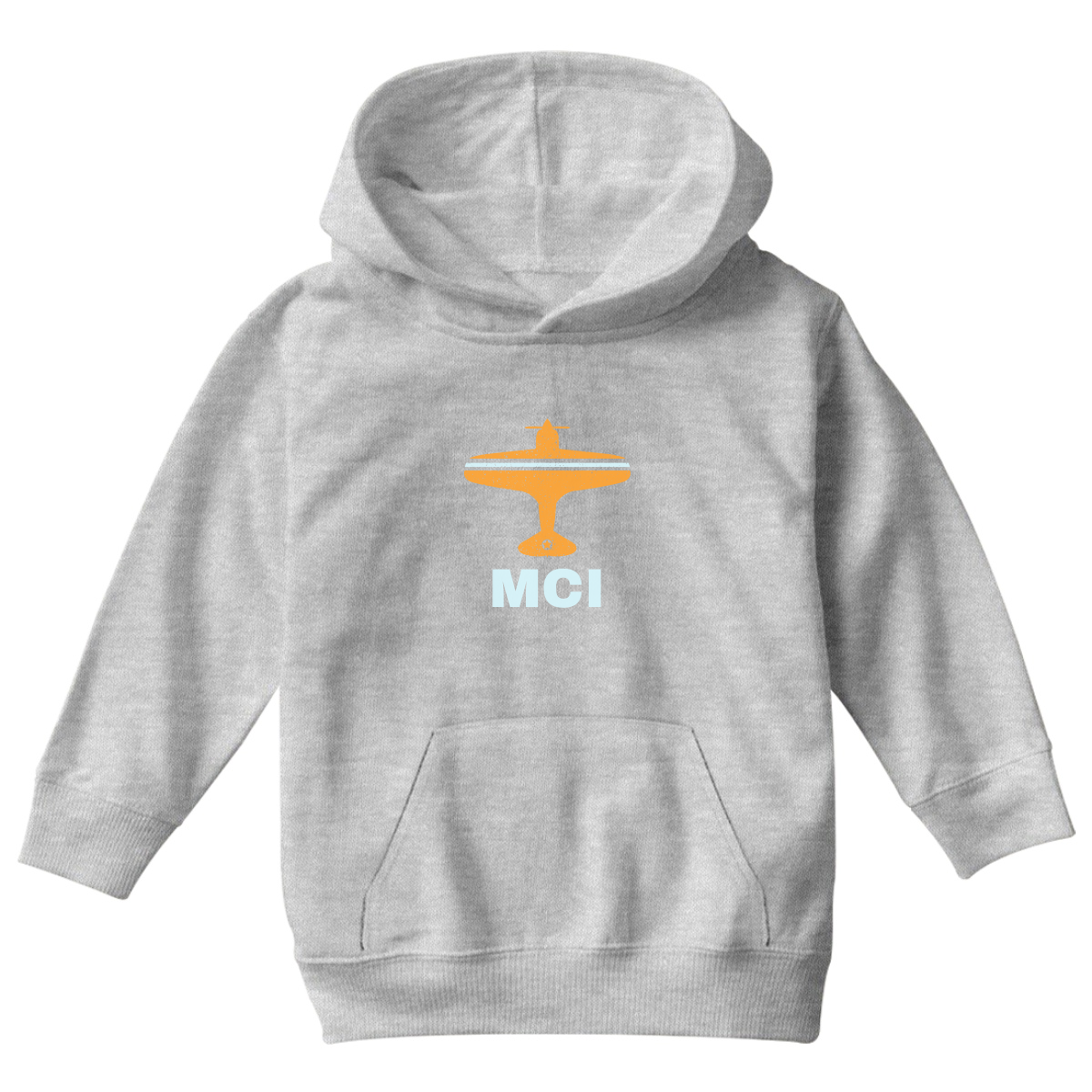 Fly Kansas City MCI Airport Kids Hoodie | Gray